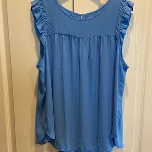 Loft Blue Ruffle Sleeve Top Size 16